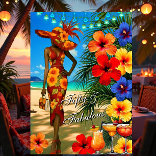 Invitation Plage tropicale Fabulosité 50e anniversaire Hibisc