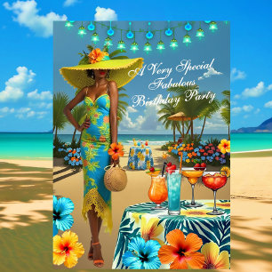 Invitation Plage tropicale Fabulux anniversaire Cocktail d'Hi