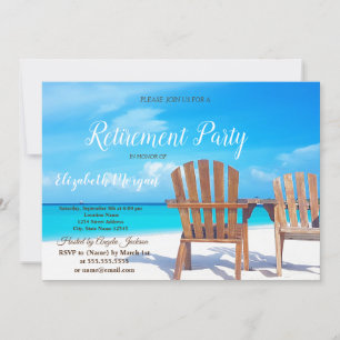 Invitation Plage tropicale, fête de retraite avec chaises en 