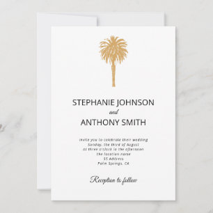 Invitation Plage tropicale Gold Palm Tree Destination Mariage