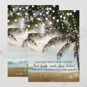 Invitation Plage tropicale Océan Palmiers & Lumières Mariage
