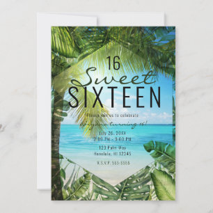 Invitation Plage tropicale Palm Feuille Summer Island Sweet 1