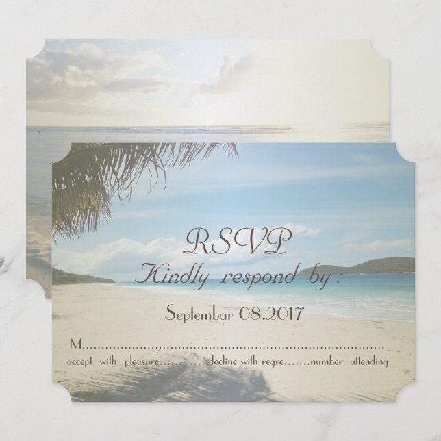 Invitation Plage tropicale, Palm RSVP (Devant / Derrière)