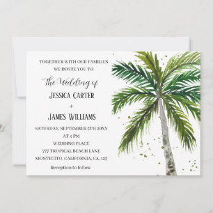 Invitation Plage tropicale Palmiers Destination Mariage