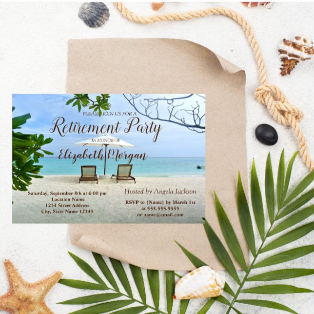 Invitation Plage tropicale, Parti de la retraite des chaises (Créateur téléchargé)