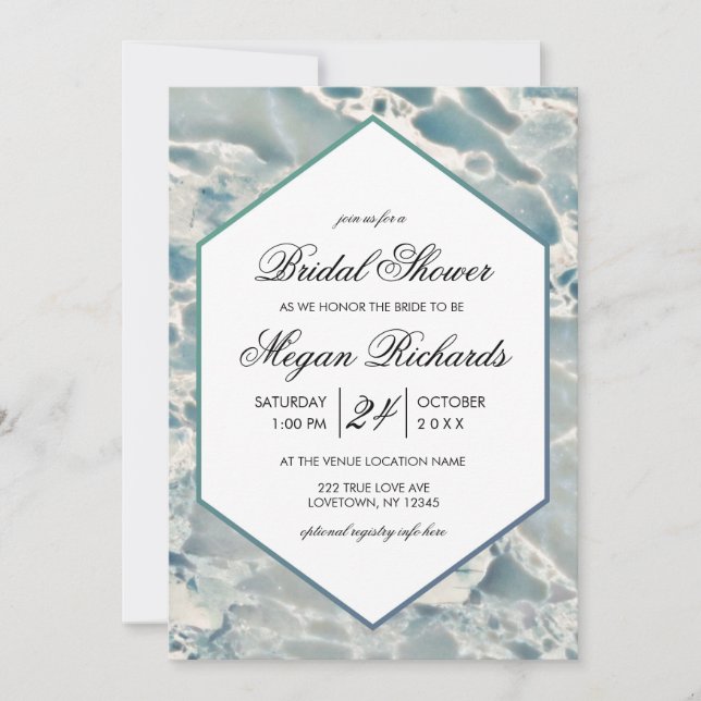 Invitation Plage Verre de mer Océan Douche nuptiale invitatio (Devant)