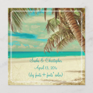 Invitation Plage vintage de PixDezines, paradis tropical