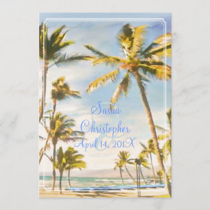 Invitation Plage vintage de PixDezines, paradis tropical