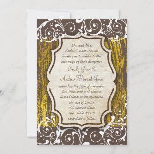 Invitation Plage Vintage or vieux bois de Driftwood Mariage