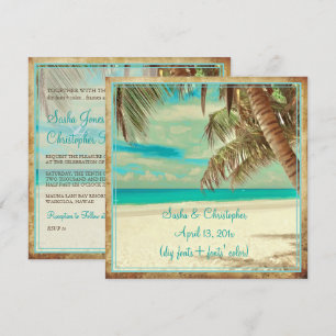 Invitation Plage vintage PixDezines, paradis tropical