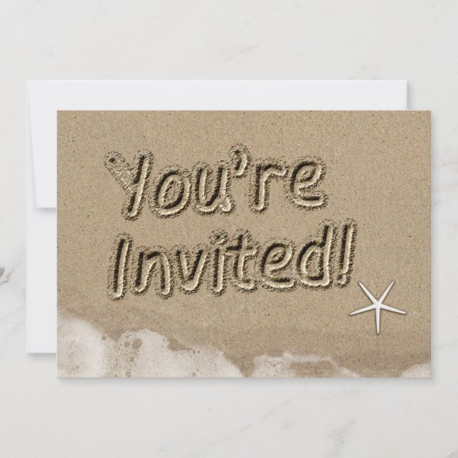 Invitation Plage VOUS ÊTES INVITÉ Typographie Party Invitatio (Devant)