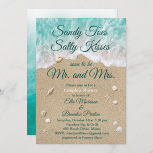 Invitation Plage Waves Sandy Toes Douche Couple
