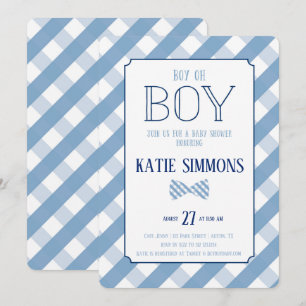 Invitation Plaid Bow Cravate Southern Baby Boy Shower Invitat