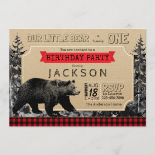 Invitation Plaid de Buffalo d'anniversaire de bûcheron peu