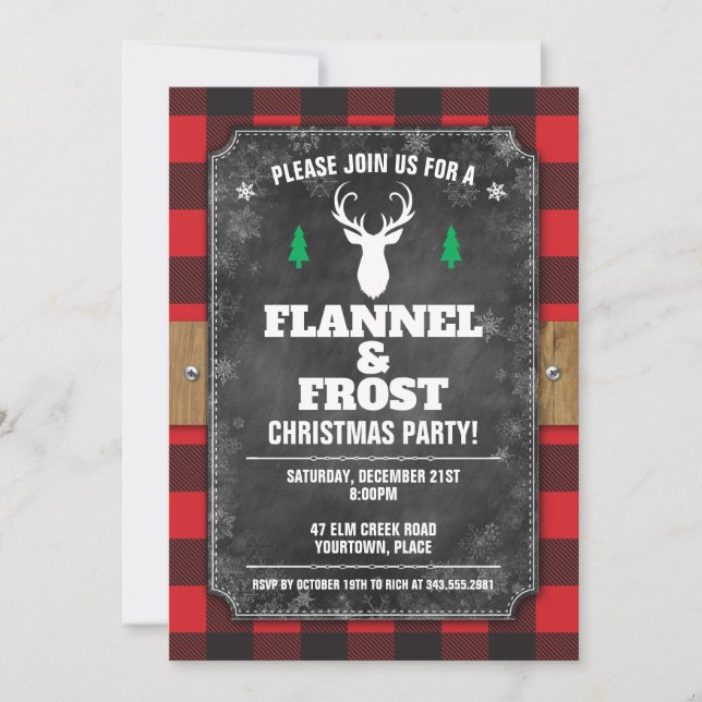 Invitation Plaid de Buffalo en tableau noir et givre (Devant)