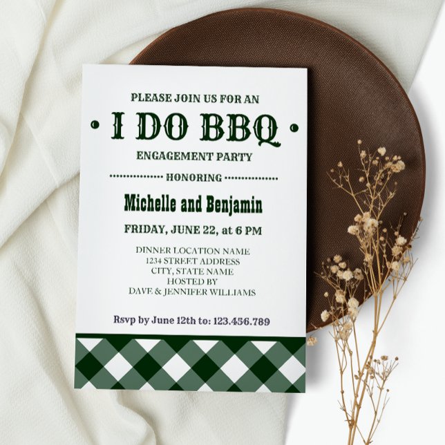 Invitation Plaid forestier | Rustique I DO BBQ Engagement Par (Créateur téléchargé)