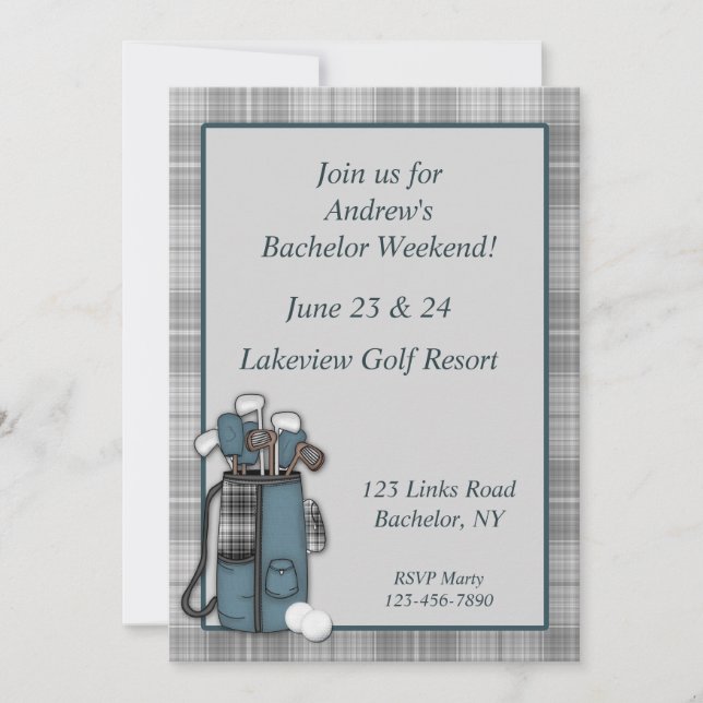 Invitation Plaid gris golf (Devant)