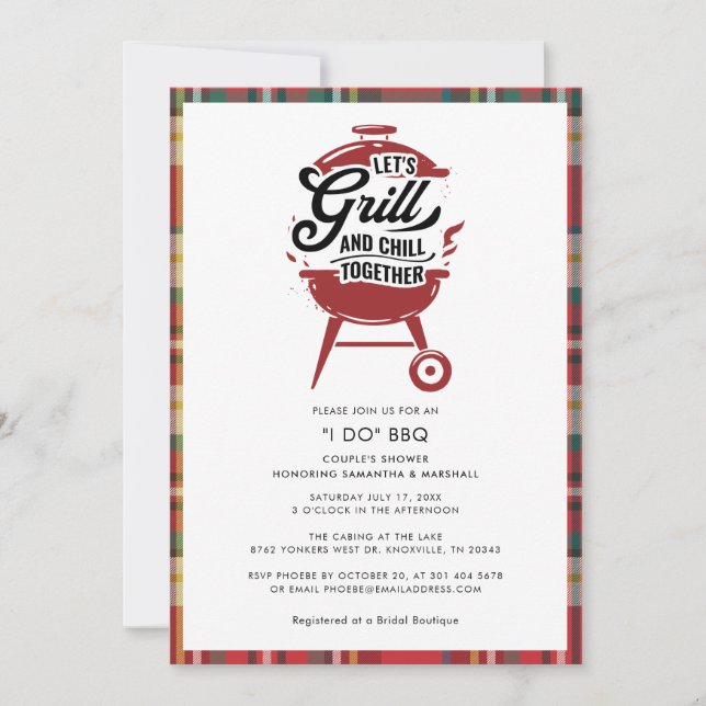 Invitation Plaid I DO BBQ Couples ShowParty (Devant)