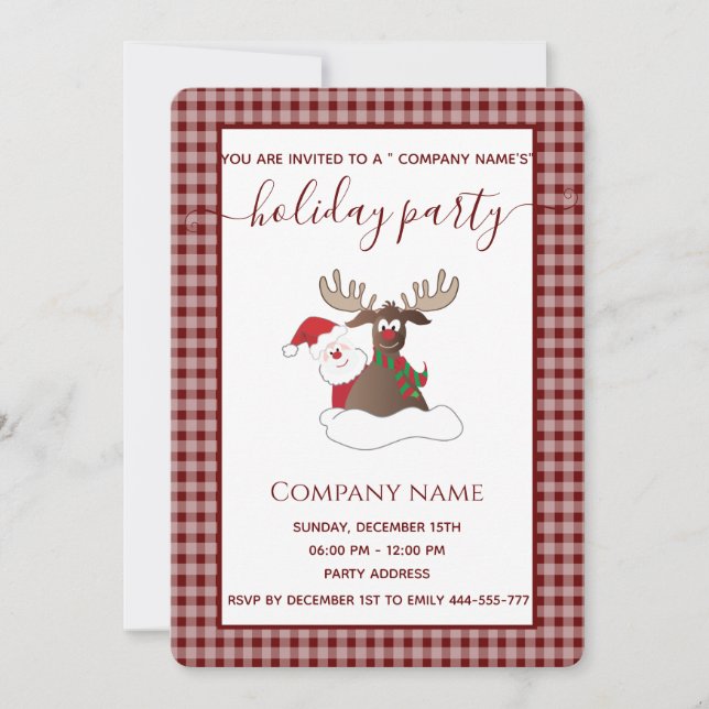 Invitation Plaid Père Noël rendein fête entreprise (Devant)