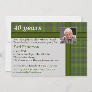 Invitation Plaid vert et Brown, appel à la retraite