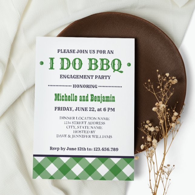 Invitation Plaid vert | Rustique I DO BBQ Engagement Party (Créateur téléchargé)