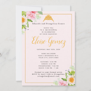 Invitation Plaine de printemps rose clair Quinceanera Invitat