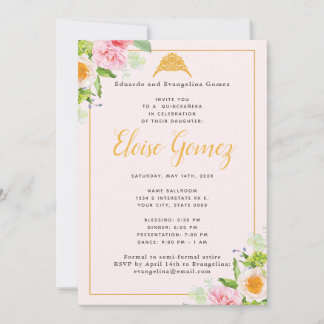 Invitation Plaine de printemps rose clair Quinceanera Invitat