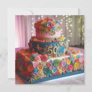 INVITATION PLAISIR COLORÉ 50E ANNIVERSAIRE MARIAGE CAKE