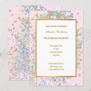 INVITATION PLAISIR PASTEL RAINBOW ROSE ENDROIT HOLOGRAPHIQUE 