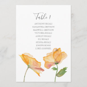 Invitation Plan de la table de Mariage de fleurs d'aquarelle