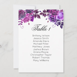 Invitation Plan de table avec sièges violets. Plan de table d