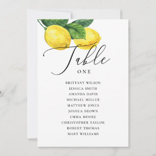 Invitation Plan de table de mariage au citron Citrus de la