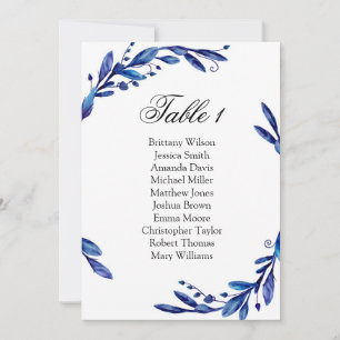 Invitation Plan de table de mariage bleu. Plan de table d'hiv