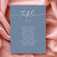 Plan de table de mariage bleu poussiéreux | Côté m