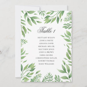 Invitation Plan de table de mariage d'été vert. Botanique