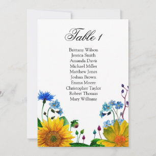 Invitation Plan de table de mariage. Fleurs rustiques