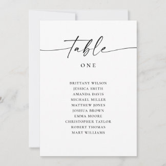 Invitation Plan de table de mariage minimaliste | Écriture mo