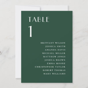 Invitation Plan de table de mariage moderne vert forêt sombre