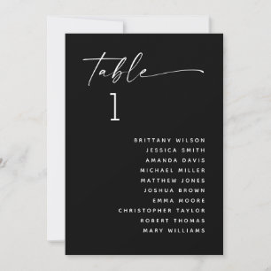 Invitation Plan de table de mariage noir Soirée moderne