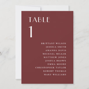 Invitation Plan de table de mariage Rouge vin profond Autom