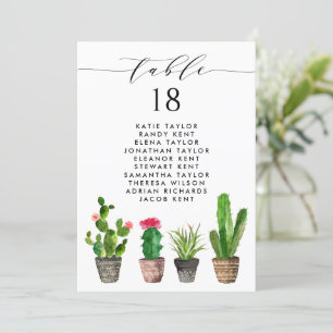 Invitation Plan de table des Mariages de cactus et de succule