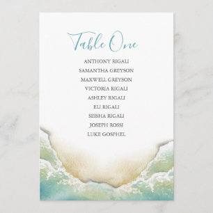Invitation Plan de table du tableau des mariages de plage
