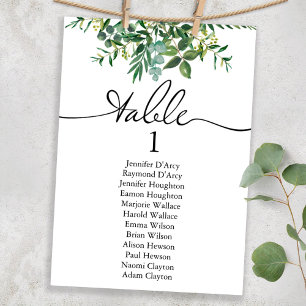 Invitation Plan de table mariage vert avec police moderne