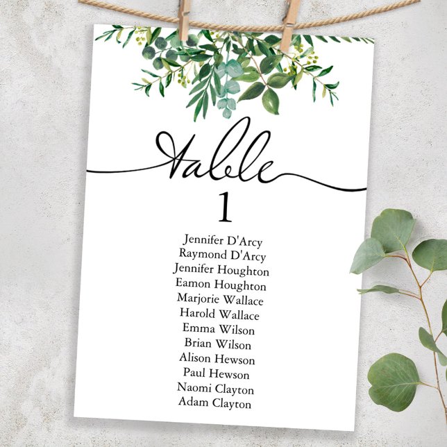 Invitation Plan de table mariage vert avec police moderne (Créateur téléchargé)