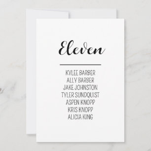 Invitation Plan de table minimaliste numéro 11