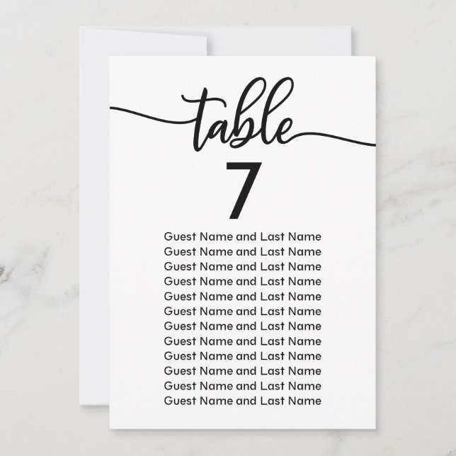 Invitation Plan de table pour invités de mariage calligraphie (Devant)