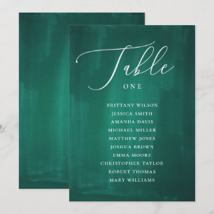 Invitation Plan de table vert foncé. Mariage élégant émeraude
