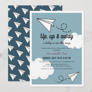 Invitation Plan papier haut et éloigné Baby shower virtuel bl