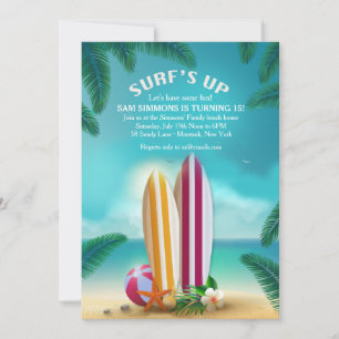 Invitation Planches de Surf Fête de Plage