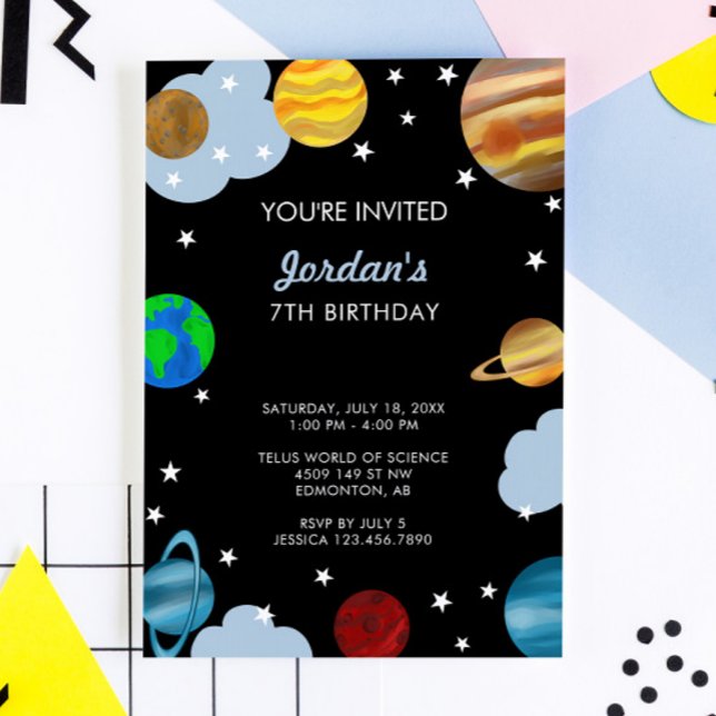 Invitation Planètes Anniversaire Espace Extérieur Galaxie Gar (Créateur téléchargé)